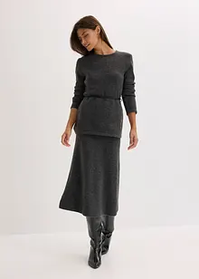 Gebreid shirt met wol en strikbandje van imitatieleer, bonprix