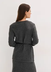 Gebreid shirt met wol en strikbandje van imitatieleer, bonprix