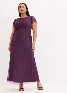 Maxi jurk van delicate tule met parelborduursel, bonprix