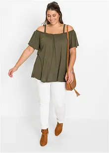 Cold shoulder shirt met kant, bonprix