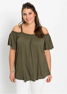 Cold shoulder shirt met kant, bonprix