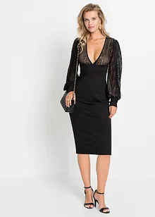 Accentuerende midi jurk met kant, bonprix