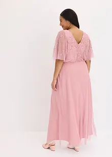 Maxi jurk van fijne tule met paillettenborduursel, bonprix