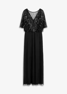 Maxi jurk van fijne tule met paillettenborduursel, bonprix