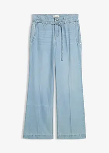 Wide leg jeans mid waist met riem, bonprix