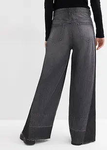 Wide leg jeans high waist met inzetstuk, bonprix