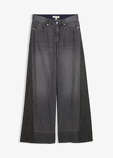 Wide leg jeans high waist met inzetstuk, bonprix