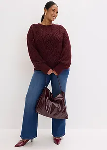 Fluffy trui met opengewerkt patroon, bonprix