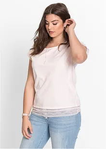 Boxy shirt met kant van katoen, bonprix