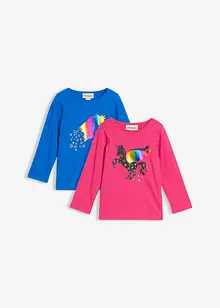 Meisjes longsleeve (set van 2) van biologisch katoen, bonprix
