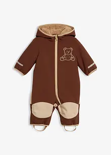Baby softshell overall met teddyfleece en capuchon, bonprix