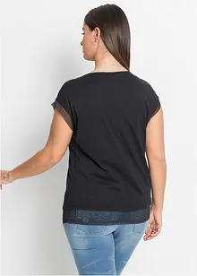 Boxy shirt met kant van katoen, bonprix