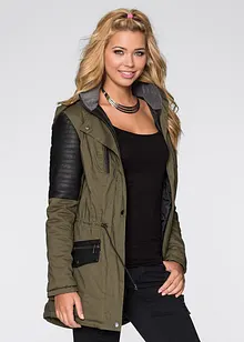 Parka met imitatieleer, bonprix
