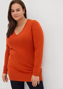 Lange basic trui met V-hals, bonprix