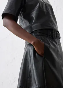 Leren rok van lamsnappa met riem (2-dlg. set), bonprix