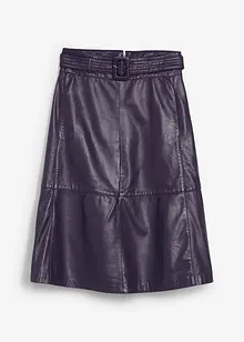 Leren rok van lamsnappa met riem (2-dlg. set), bonprix