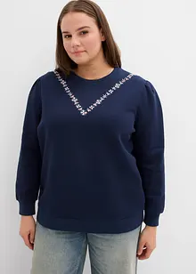 Sweater met borduursel van katoenmix, bonprix