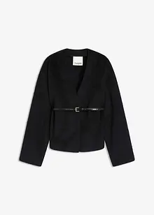 Oversized blazer met riem in wollook, gewatteerd, bonprix