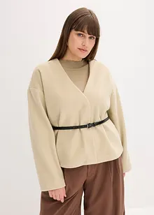 Oversized blazer met riem in wollook, gewatteerd, bonprix
