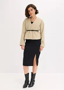 Oversized blazer met riem in wollook, gewatteerd, bonprix
