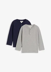 Henley shirt, lange mouw met biologisch katoen ( set van 2), bonprix