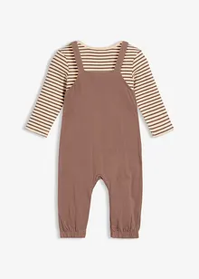 Geribde salopette met body van puur biologisch katoen (2-dlg. set), bonprix