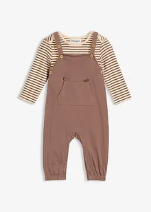 Geribde salopette met body van puur biologisch katoen (2-dlg. set), bonprix