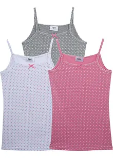 Meisjes hemd met zacht katoen en satijn strikje (set van 3), bonprix