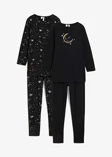 Longshirt en legging van biologisch katoen met glitterprint (4-dlg. set), bonprix