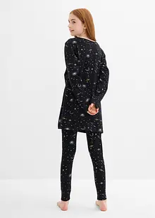Longshirt en legging van biologisch katoen met glitterprint (4-dlg. set), bonprix