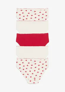Slip van zachte ribtricot met satijnen strikje (set van 5), bonprix