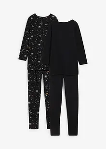 Longshirt en legging van biologisch katoen met glitterprint (4-dlg. set), bonprix