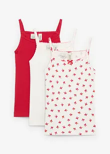 Geribde top met satijnen strik (set van 3), bonprix