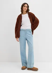 Wide leg jeans mid waist met riem, bonprix