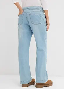 Wide leg jeans mid waist met riem, bonprix