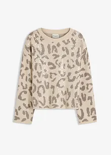 Jacquard oversized trui met pailletten, bonprix