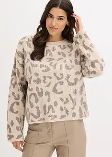 Jacquard oversized trui met pailletten, bonprix
