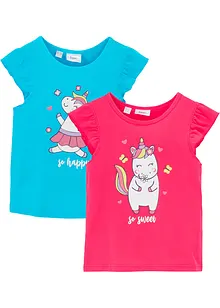 Meisjes T-shirt (set van 2) van biologisch katoen, bonprix