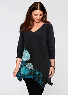 Lang, puntig toelopend shirt met V-hals, 3/4 mouw, bonprix