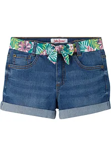 Meisjes jeans short met ceintuur, mid waist, bonprix