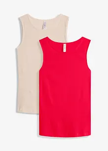 Geribde top (set van 2) van biologisch katoen, bonprix