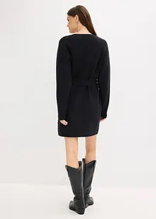 Korte gebreide jurk met zachte wol en riem, bonprix