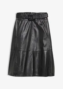 Leren rok van lamsnappa met riem (2-dlg. set), bonprix