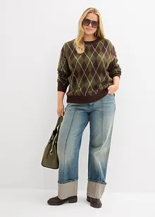 Fijngebreide trui met een ruitmotief, bonprix