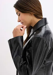 Cropped jasje van imitatieleer met glanzend krokodillenmotief, bonprix