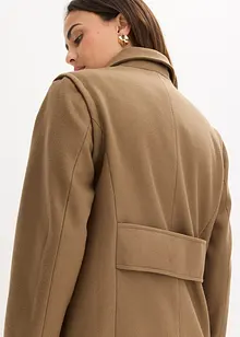 Donzige lange jas met afneembare mouwen, bonprix