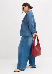 Spijkerblouse met ruches, bonprix