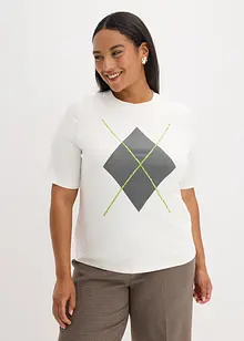 Shirt met halflange mouwen, pailletten en print, bonprix