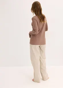Loungewear geribd shirt met een geweven broek, bonprix