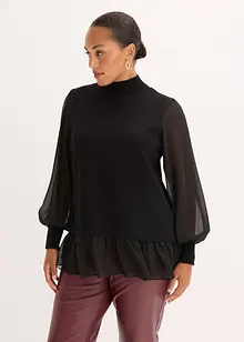 Fijngebreide trui met blouse-inzet, bonprix